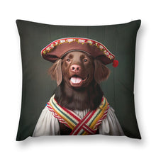 Load image into Gallery viewer, Tambourine Merriment Chocolate Labrador Plush Pillow Case-Cushion Cover-Chocolate Labrador, Dog Dad Gifts, Dog Mom Gifts, Home Decor, Pillows-12 &quot;×12 &quot;-1