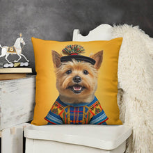 Load image into Gallery viewer, Tartan Tapestry Norwich Terrier Plush Pillow Case-Cushion Cover-Dog Dad Gifts, Dog Mom Gifts, Home Decor, Norwich Terrier, Pillows-3