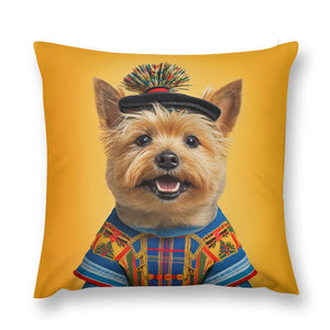 Tartan Tapestry Norwich Terrier Plush Pillow Case-Cushion Cover-Dog Dad Gifts, Dog Mom Gifts, Home Decor, Norwich Terrier, Pillows-12 "×12 "-1