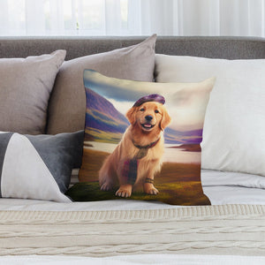 Tartan Tribute Golden Retriever Plush Pillow Case-Cushion Cover-Dog Dad Gifts, Dog Mom Gifts, Golden Retriever, Home Decor, Pillows-2