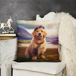 Tartan Tribute Golden Retriever Plush Pillow Case-Cushion Cover-Dog Dad Gifts, Dog Mom Gifts, Golden Retriever, Home Decor, Pillows-3