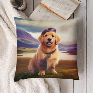 Tartan Tribute Golden Retriever Plush Pillow Case-Cushion Cover-Dog Dad Gifts, Dog Mom Gifts, Golden Retriever, Home Decor, Pillows-4