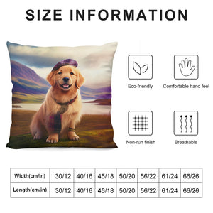 Tartan Tribute Golden Retriever Plush Pillow Case-Cushion Cover-Dog Dad Gifts, Dog Mom Gifts, Golden Retriever, Home Decor, Pillows-6