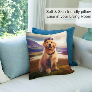 Tartan Tribute Golden Retriever Plush Pillow Case-Cushion Cover-Dog Dad Gifts, Dog Mom Gifts, Golden Retriever, Home Decor, Pillows-7