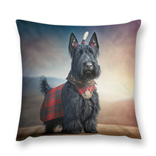 Load image into Gallery viewer, Tartan Tribute Scottie Dog Plush Pillow Case-Cushion Cover-Dog Dad Gifts, Dog Mom Gifts, Home Decor, Pillows, Scottish Terrier-2