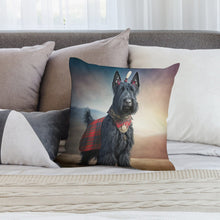 Load image into Gallery viewer, Tartan Tribute Scottie Dog Plush Pillow Case-Cushion Cover-Dog Dad Gifts, Dog Mom Gifts, Home Decor, Pillows, Scottish Terrier-4