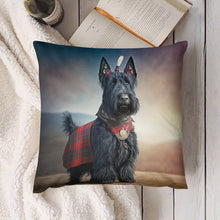 Load image into Gallery viewer, Tartan Tribute Scottie Dog Plush Pillow Case-Cushion Cover-Dog Dad Gifts, Dog Mom Gifts, Home Decor, Pillows, Scottish Terrier-6