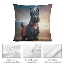 Load image into Gallery viewer, Tartan Tribute Scottie Dog Plush Pillow Case-Cushion Cover-Dog Dad Gifts, Dog Mom Gifts, Home Decor, Pillows, Scottish Terrier-7