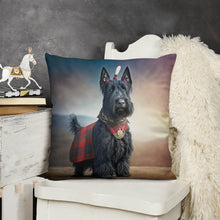 Load image into Gallery viewer, Tartan Tribute Scottie Dog Plush Pillow Case-Cushion Cover-Dog Dad Gifts, Dog Mom Gifts, Home Decor, Pillows, Scottish Terrier-8