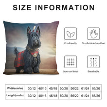 Load image into Gallery viewer, Tartan Tribute Scottie Dog Plush Pillow Case-Cushion Cover-Dog Dad Gifts, Dog Mom Gifts, Home Decor, Pillows, Scottish Terrier-12 &quot;×12 &quot;-White-1