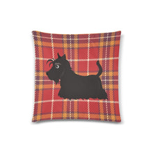 Load image into Gallery viewer, Tartan Twins White Scottish Terrier Pillow Cases-Cushion Cover-Home Decor, Pillows, Scottish Terrier-Black Scottie - Both Sides-3