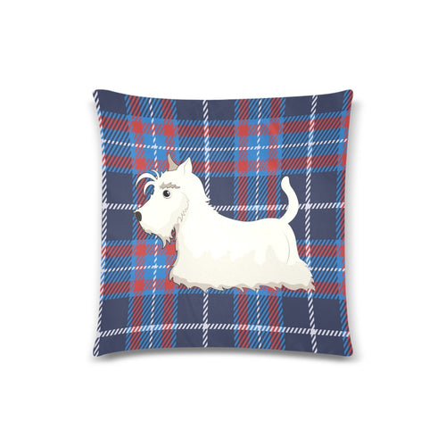 Tartan Twins White Scottish Terrier Pillow Cases-Cushion Cover-Home Decor, Pillows, Scottish Terrier-White Scottie - Both Sides-1