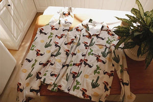 Texas Cowboy Dachshund Women's 100% Cotton Pajamas Set-Pajamas-Apparel, Dachshund, Dog Mom Gifts, Pajamas-3