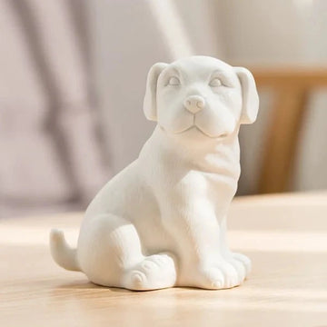 Textured White Small Labrador Statue Figurine B 16 360x