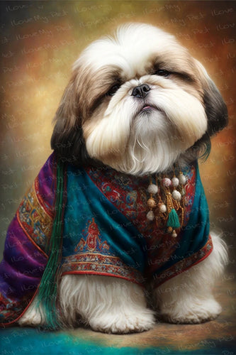 Tibetan Aristocracy Shih Tzu Wall Art Poster-Art-Dog Art, Home Decor, Poster, Shih Tzu-1