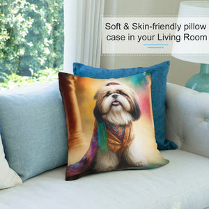 Tibetan Bliss Shih Tzu Plush Pillow Case-Cushion Cover-Dog Dad Gifts, Dog Mom Gifts, Home Decor, Pillows, Shih Tzu-4