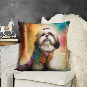 Tibetan Bliss Shih Tzu Plush Pillow Case-Cushion Cover-Dog Dad Gifts, Dog Mom Gifts, Home Decor, Pillows, Shih Tzu-5