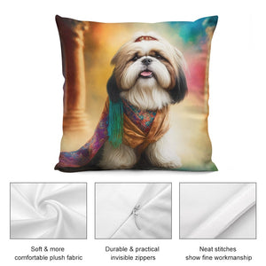 Tibetan Bliss Shih Tzu Plush Pillow Case-Cushion Cover-Dog Dad Gifts, Dog Mom Gifts, Home Decor, Pillows, Shih Tzu-7