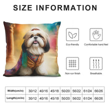 Load image into Gallery viewer, Tibetan Bliss Shih Tzu Plush Pillow Case-Cushion Cover-Dog Dad Gifts, Dog Mom Gifts, Home Decor, Pillows, Shih Tzu-12 &quot;×12 &quot;-White-1