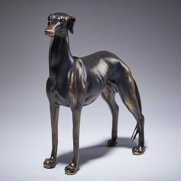 Timeless Black Brindle Greyhound Whippet Bronze Finish Statue One Size 360x