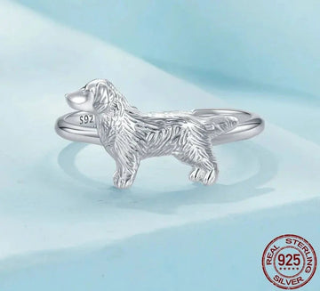 Timeless Golden Retriever Love Silver Ring 925 Sterling Silver 360x