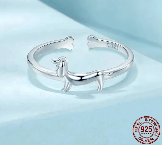 Timeless Sausage Dog Love Dachshund Mom Silver Ring-Dog Themed Jewellery-Accessories, Dachshund, Dog Mom Gifts, Jewellery, Ring-925 Sterling Silver-1