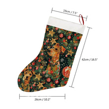 Load image into Gallery viewer, Tinsel and Airedale Terriers Christmas Stocking-Christmas Ornament-Airedale Terrier, Christmas, Home Decor-26X42CM-White1-4