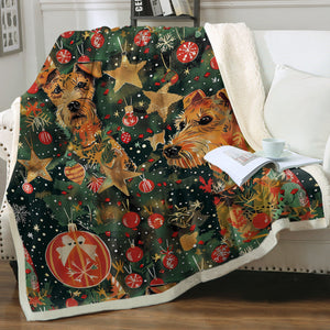 Tinsel and Airedale Terriers Soft Warm Christmas Blanket-Blanket-Airedale Terrier, Blankets, Christmas, Dog Dad Gifts, Dog Mom Gifts, Home Decor-12