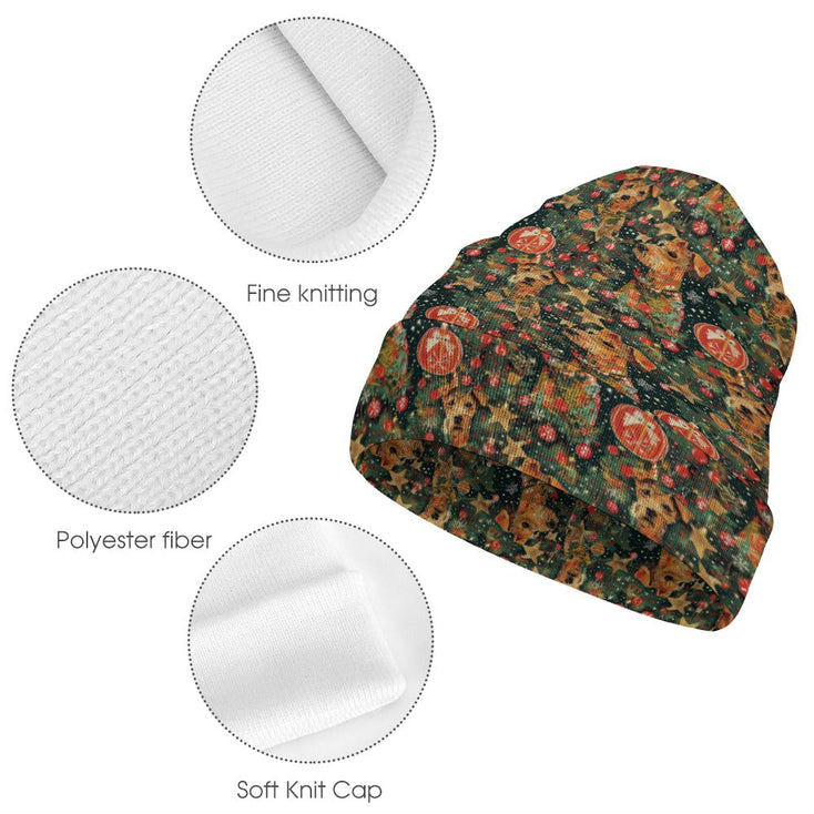 Tinsel and Airedale Terriers Warm Christmas Beanie-Accessories-ONE SIZE-White-2