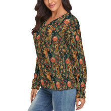 Load image into Gallery viewer, Tinsel and Airedale Terriers Women&#39;s V-Neck Christmas Sweater-Apparel-Airedale Terrier,Apparel,Christmas,Dog Mom Gifts,Sweater,Sweatshirt-4