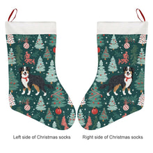 Load image into Gallery viewer, Tinsel and Christmas Trees Australian Shepherd Christmas Stocking-Christmas Ornament-Australian Shepherd, Christmas, Home Decor-26X42CM-White2-3