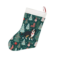 Load image into Gallery viewer, Tinsel and Christmas Trees Australian Shepherd Christmas Stocking-Christmas Ornament-Australian Shepherd, Christmas, Home Decor-26X42CM-White2-1