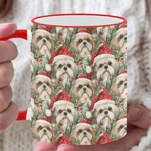 Load image into Gallery viewer, Tinsel and Tails Lhasa Apso Christmas Coffee Mug-White2-ONE SIZE-1