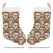 Load image into Gallery viewer, Tinsel and Tails Lhasa Apso Christmas Stocking-Christmas Ornament-Christmas, Home Decor, Lhasa Apso-26X42CM-White-2