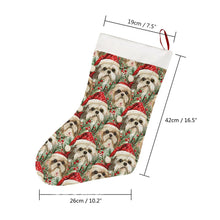 Load image into Gallery viewer, Tinsel and Tails Lhasa Apso Christmas Stocking-Christmas Ornament-Christmas, Home Decor, Lhasa Apso-26X42CM-White-4