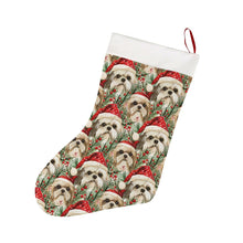 Load image into Gallery viewer, Tinsel and Tails Lhasa Apso Christmas Stocking-Christmas Ornament-Christmas, Home Decor, Lhasa Apso-26X42CM-White-1