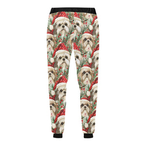 Tinsel and Tails Lhasa Apso Christmas Unisex Sweatpants-Apparel-Apparel, Christmas, Dog Dad Gifts, Dog Mom Gifts, Lhasa Apso, Pajamas-5