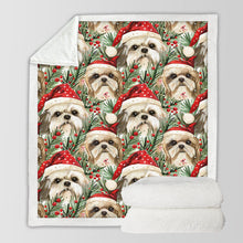 Load image into Gallery viewer, Tinsel and Tails Shih Tzus Christmas Soft Warm Fleece Blanket-Blanket-Blankets, Christmas, Dog Dad Gifts, Dog Mom Gifts, Home Decor, Shih Tzu-10