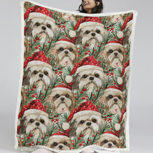 Load image into Gallery viewer, Tinsel and Tails Shih Tzus Christmas Soft Warm Fleece Blanket-Blanket-Blankets, Christmas, Dog Dad Gifts, Dog Mom Gifts, Home Decor, Shih Tzu-11