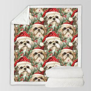 Tinsel and Tails Shih Tzus Christmas Soft Warm Fleece Blanket-Blanket-Blankets, Christmas, Dog Dad Gifts, Dog Mom Gifts, Home Decor, Shih Tzu-3