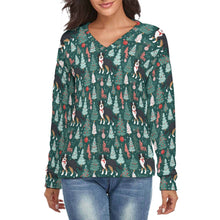 Load image into Gallery viewer, Tinsel Trees Australian Shepherd Women&#39;s V-Neck Christmas Sweater-Apparel-Apparel,Australian Shepherd,Christmas,Dog Mom Gifts,Sweater,Sweatshirt-S-2