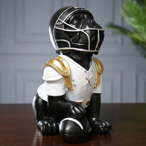 Touchdown Time American Football Black Pug Statue-Home Decor-Dog Dad Gifts, Dog Mom Gifts, Home Decor, Pug, Pug - Black, Statue-American Football-2