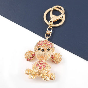 Toy Poodle Love Stone-Studded Keychains-Accessories-Accessories, Dogs, Doodle, Keychain, Toy Poodle-Pink-2