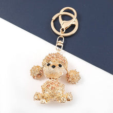 Load image into Gallery viewer, Toy Poodle Love Stone-Studded Keychains-Accessories-Accessories, Dogs, Doodle, Keychain, Toy Poodle-Brown-4