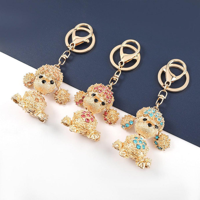 Toy Poodle Love Stone-Studded Keychains-Accessories-Accessories, Dogs, Doodle, Keychain, Toy Poodle-1