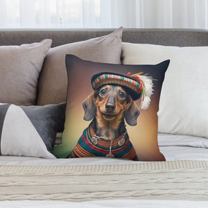 Traditional Attire Chocolate Dachshund Plush Pillow Case-Dachshund, Dog Dad Gifts, Dog Mom Gifts, Home Decor, Pillows-5