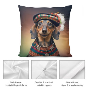 Traditional Attire Chocolate Dachshund Plush Pillow Case-Dachshund, Dog Dad Gifts, Dog Mom Gifts, Home Decor, Pillows-8