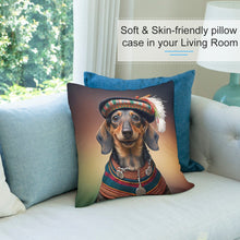 Load image into Gallery viewer, Traditional Attire Chocolate Dachshund Plush Pillow Case-Dachshund, Dog Dad Gifts, Dog Mom Gifts, Home Decor, Pillows-4
