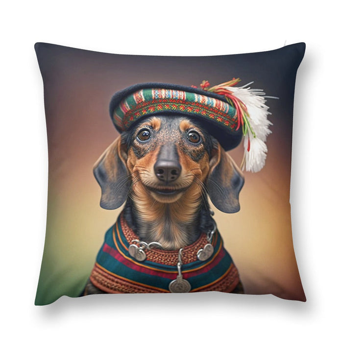 Traditional Attire Chocolate Dachshund Plush Pillow Case-Dachshund, Dog Dad Gifts, Dog Mom Gifts, Home Decor, Pillows-3