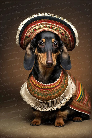 Traditional Tapestry Black Tan Dachshund Wall Art Poster 360x